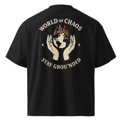 World of Chaos Oversized Streetwear T-Shirt – Urban Backprint Shirt mit Bedeutung