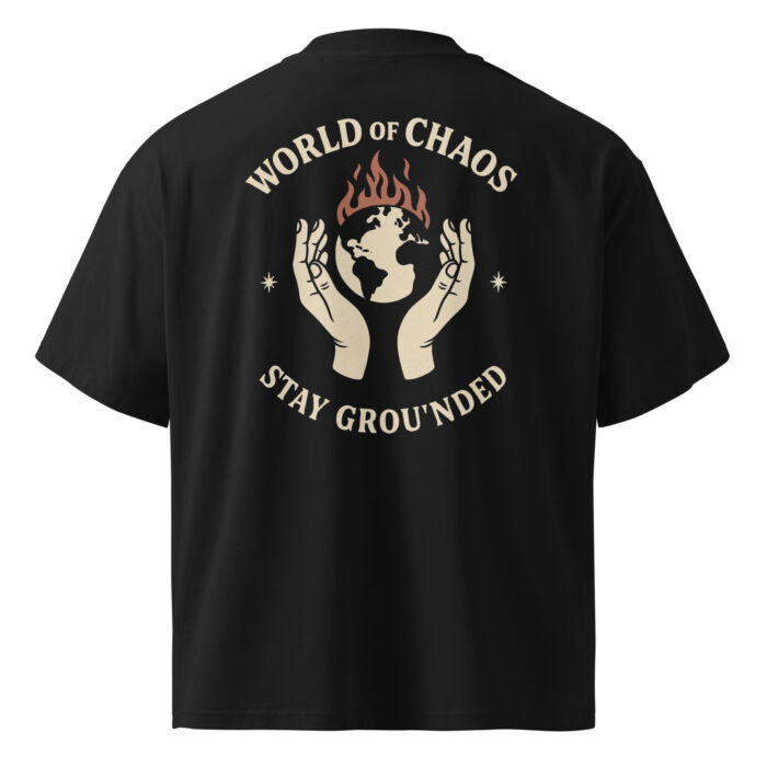 World of Chaos Oversized Streetwear T-Shirt – Urban Backprint Shirt mit Bedeutung